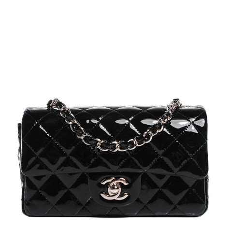 CHANEL Patent Calfskin Quilted Mini Rectangular Flap